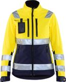 Blåkläder 4902-2517 Dames Softshell jack High Vis Geel/Marineblauw maat M