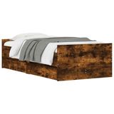 vidaXL Bedframe, gerookt eiken, bewerkt hout