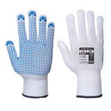 Portwest A110 Nylon Polka Dot Handschoen, Normaal, Grootte L, Wit/Blauw