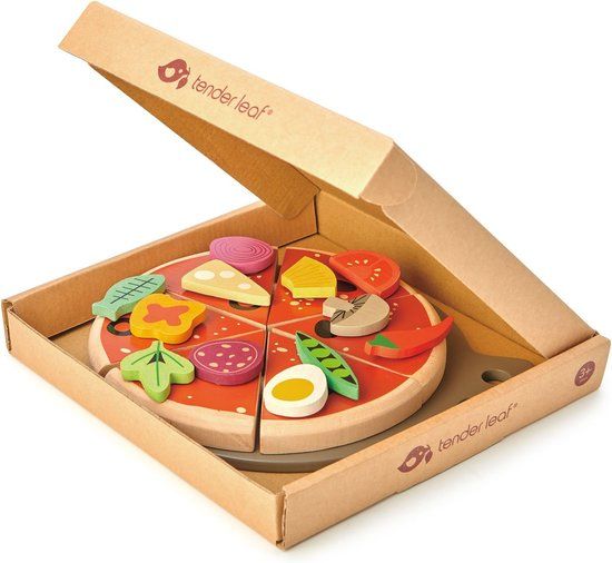Tender Leaf Toys Pizza Party - Wooden Toy Pizza Set - 20 Pieces