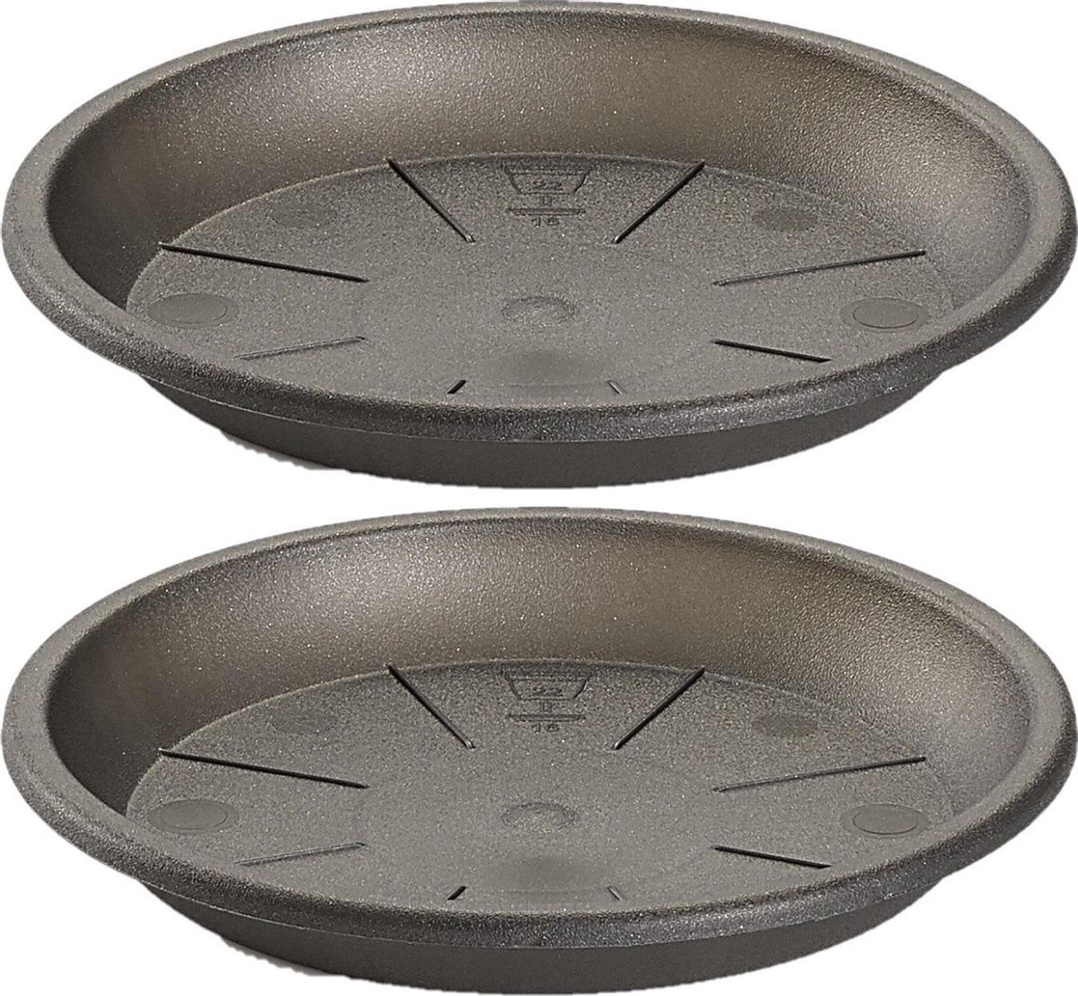 Forte Plastics Opvangschaal/onderbord Plantenpot Antraciet Rond 20 cm - 4 stuks