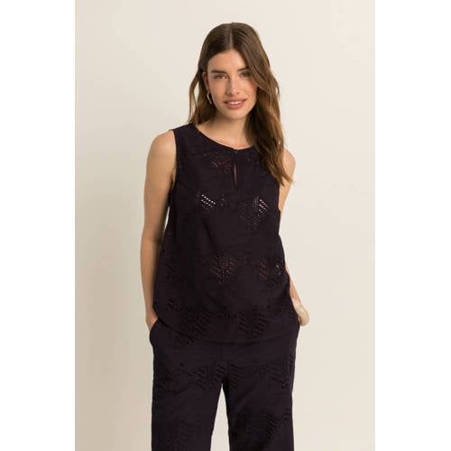 Expresso Blousetop Broderie Zwart