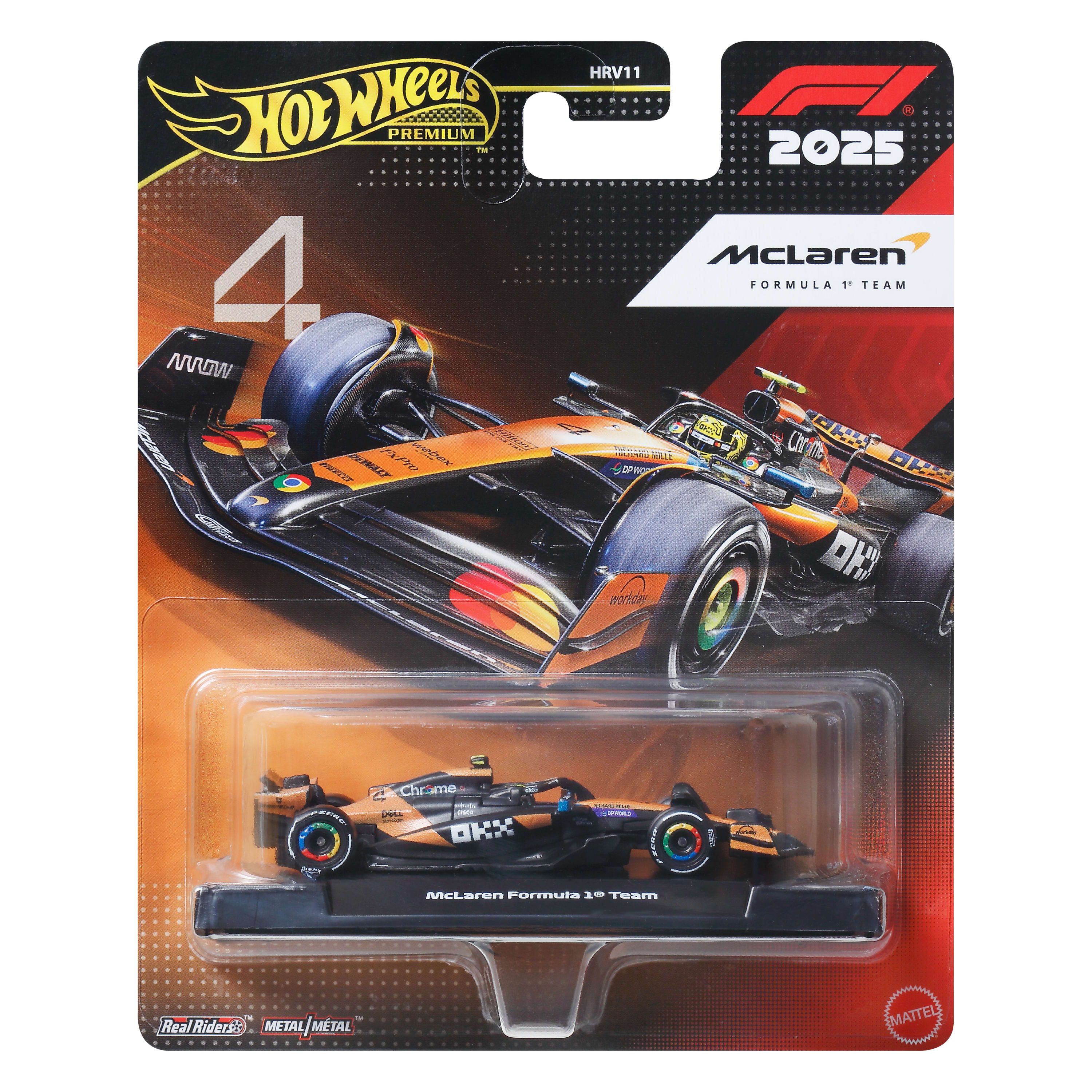 Hot Wheels Premium Formule 1 McLaren Team - Lando Norris Raceauto Schaal 1:64