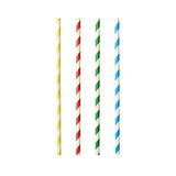 Papstar 100 Wegwerp Rietjes, Papier, 21 cm, Ø 8 mm, Assorti Kleuren