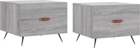 vidaXL Salontafels 2 stuks 50x50x40 cm bewerkt hout grijs sonoma eiken