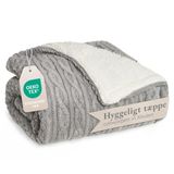 Blumtal Fleece Deken - Kabelgebreide look - 220x240 cm - Grijs en Ivoor