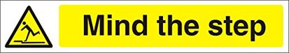 Seco Mind The Step Bord, 300mm x 50mm - Zelfklevend Vinyl, geel