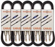 Gear4music Set van 5 Jack Instrumentkabels, 1 m