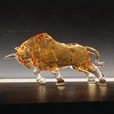 DARMOMOON FengShui Wall Street Bull Statue Acryl Bull Beeldje Sculptuur Thuis Kantoor Bureau Decoratief Ornament 20 cm L (Amber)