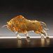 DARMOMOON FengShui Wall Street Bull Statue Acryl Bull Beeldje Sculptuur Thuis Kantoor Bureau Decoratief Ornament 20 cm L (Amber)