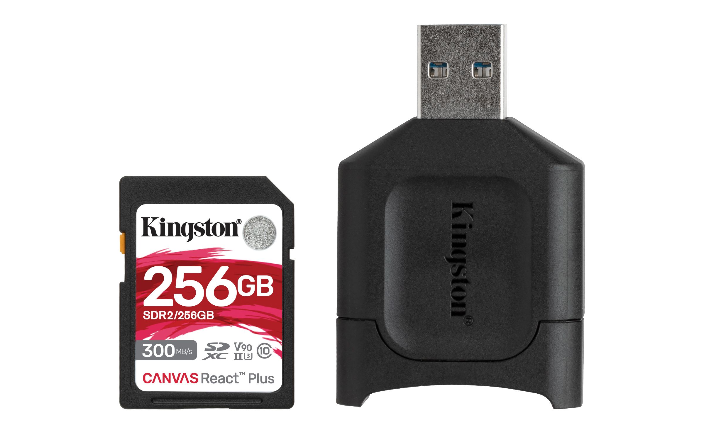 Kingston Canvas React Plus SD - 256GB - UHS-II - 300MB/s - Zwart