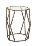HAKU Bijzettafel brons metaal salontafel veiligheidsglas 8 mm - Maat: B 37 cm x H 50 cm x D 37 cm, Stijl: Art Deco