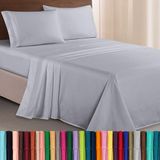 Elegant Comfort Luxe 1500 draadtelling Egyptische kwaliteit drie lijnen geborduurd zachtste premium hotelkwaliteit 4-delige lakenset, kreuk- en vervagingsbestendig, Queen, zilver-lichtgrijs