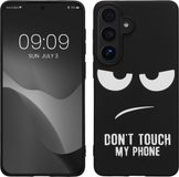 kwmobile telefoonhoesje geschikt voor Samsung Galaxy S26 Plus - Hoesje voor smartphone in wit / zwart - Backcover van TPU - Don't Touch My Phone design