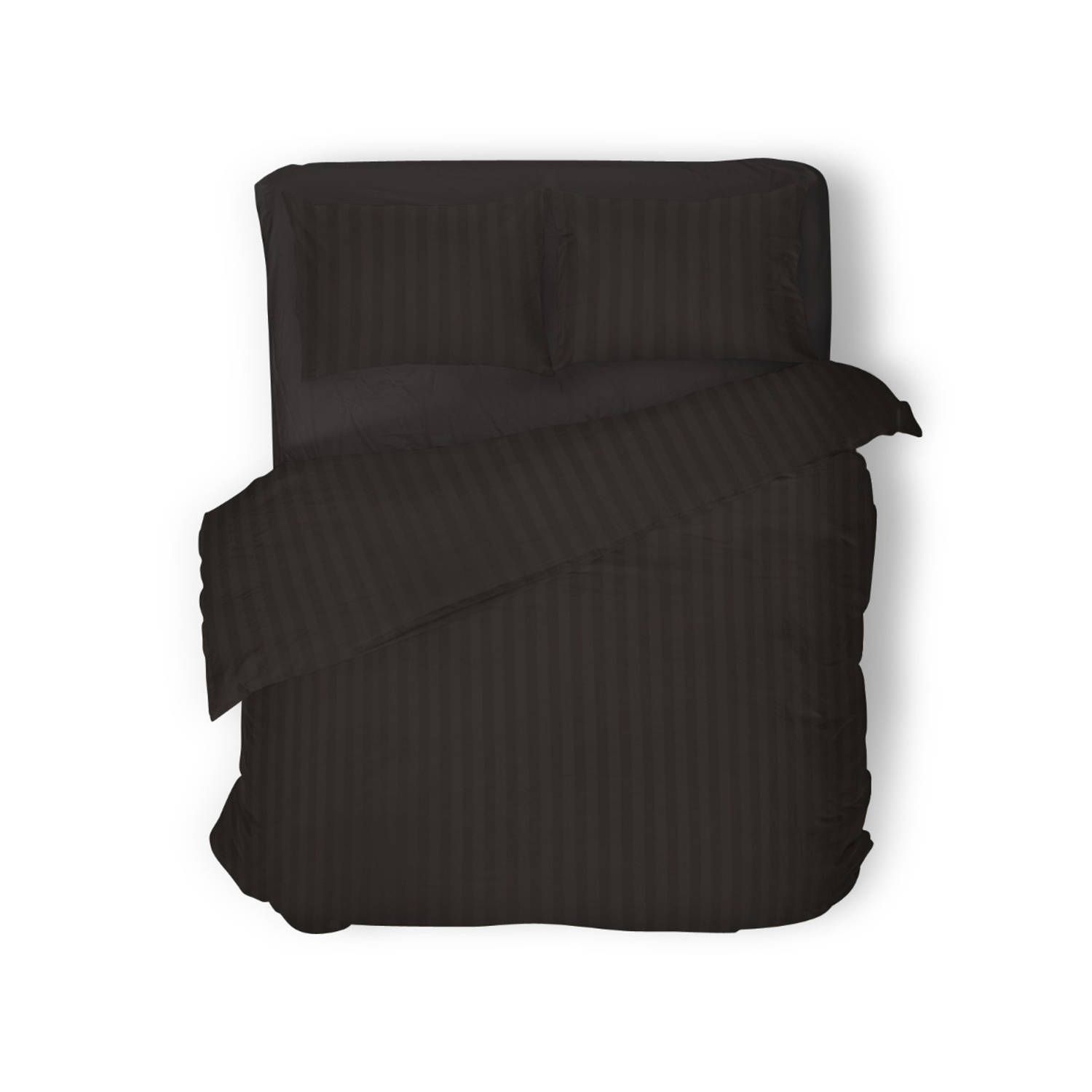 Elegance dekbedovertrek hotel kwaliteit satijn streep - black 260x200/220cm