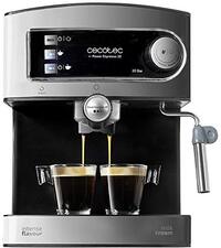 Cecotec Power Espresso 20 espressomachine met espressomachine, melk, sproeier, roestvrij staal, waterreservoir van 1,5 liter, 850 W, geluidsloos bij 0 dB, energie-efficiëntieklasse in zilver/zwart