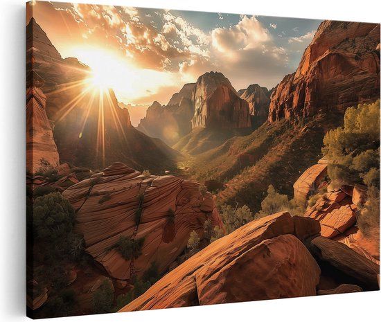 Artaza Canvas Schilderij De Zon schijnt over een Kloof - 120x80 cm - Canvas Print