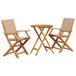 vidaXL 3-delige Bistroset stof en massief hout taupe