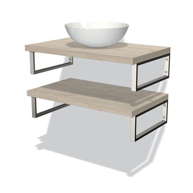 Maxaro Badkamermeubel Modulo Plato 80 cm Lichtgrijs Eiken 2 Wastafelbladen