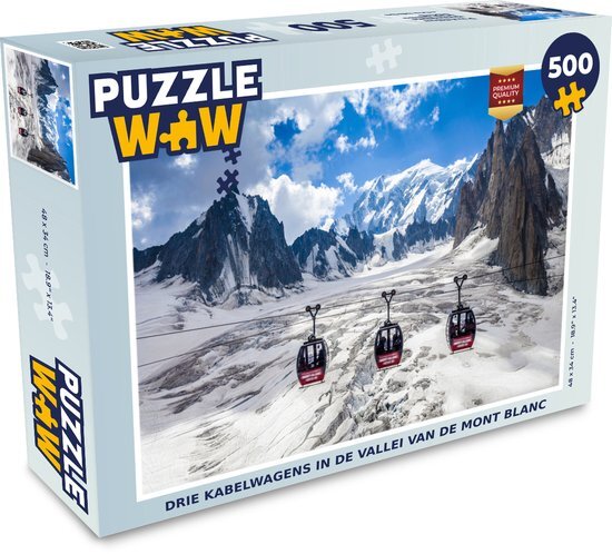 MuchoWow Puzzel Drie kabelwagens in de vallei van de Mont Blanc - Legpuzzel - Puzzel 500 stukjes