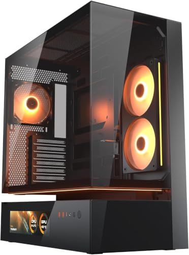 Cougar CFV235 - ARGB Gaming Mid‑Tower behuizing, ATX/CEB, 270° High‑Airflow, 4× ARGB PWM‑ventilatoren, GPU‑ondersteuning tot 430 mm, USB‑C (Zwart, CFV235 Vision)
