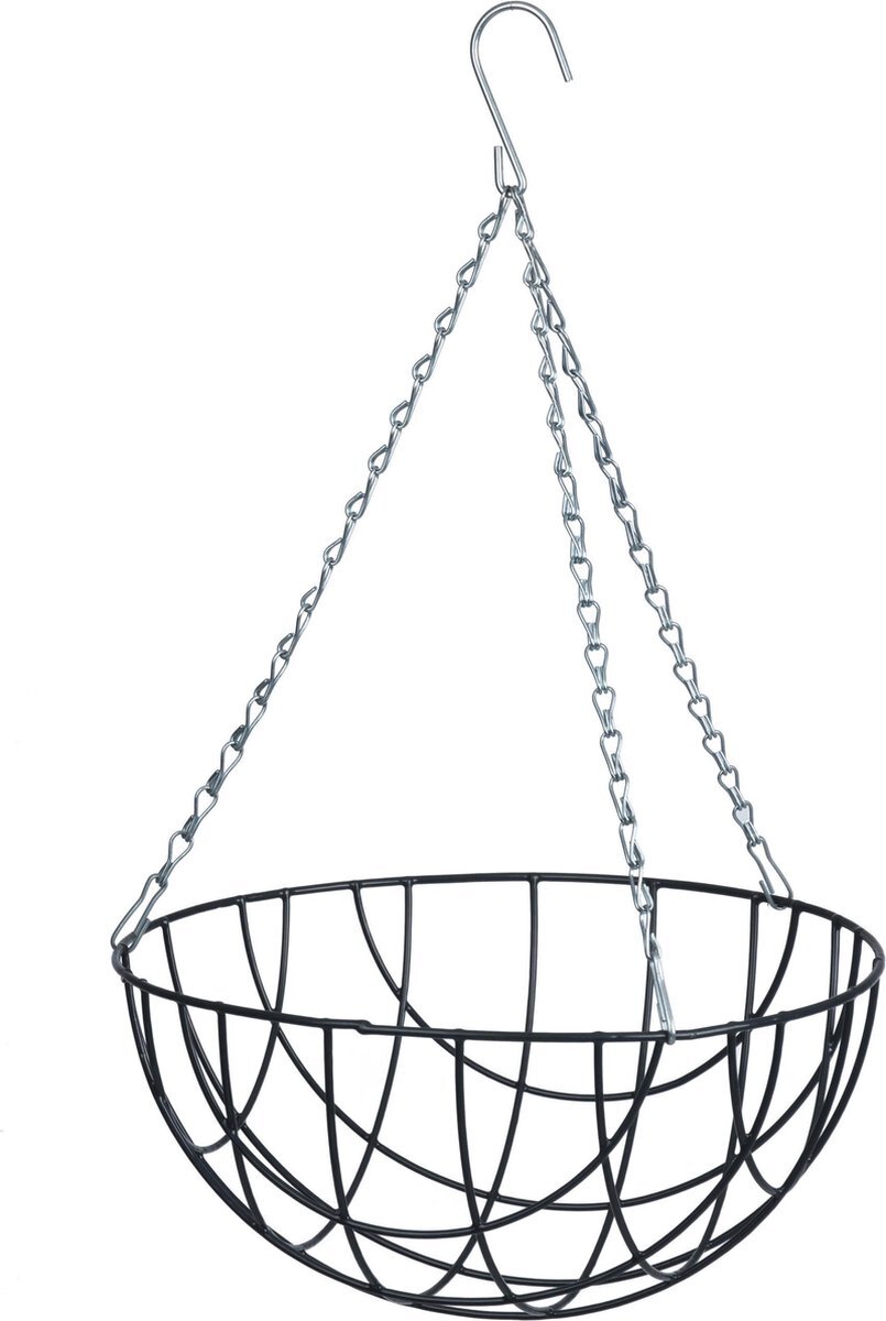 Nature Hanging basket metaaldraad groen geepoxeerd incl. ketting H16x dia. 30cm