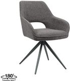 LABEL51 Finley Chaise de salle à manger - Brun - Tissu - Métal noir