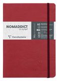 Clairefontaine 793432C Nomaddict (ex Age Bag) Genaaid Notitieboek Elastiek My.Essential Rood - A5 14,8x21 cm - 192 Pagina's Genummerd STIPPEN - Ivoorkleurig Papier 90 g - Omslag Karton