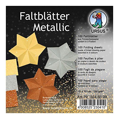 Ursus Vouwbladen metallic - 100 vellen tekenpapier - 10 x 10 cm