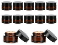 Set van 12 Amber Glazen Potjes met Accessoires