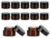 Set van 12 Amber Glazen Potjes met Accessoires
