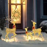 Outsunny Décoration de Noël éclairée 64x45x133cm Acier Or