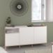 Parisot Buffet, Morphos, 150 x 40 x 74,5 cm, décor blanc et chêne, 3 portes