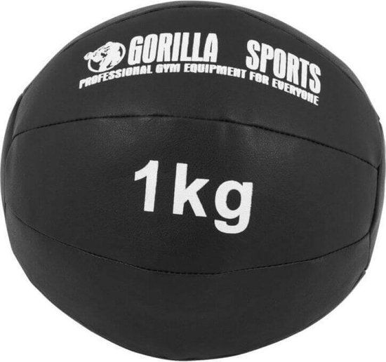 Gorilla Sports Medicijnbal - 1 kg - Kunstleer - Zwart