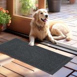 OTraki Fusmattapijt voor binnen, 43,5 x 75 cm, antislip, machinewasbaar, deurmat, gestreept, outdoor, vuilvanger, tapijt, deurmat voor hond, entree, voordeur, hal (grijs)