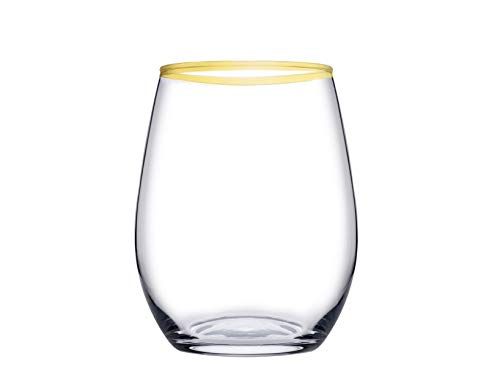 Pasabahce Amber glazen - 35 cl - 6 stuks - met goudkleurige rand