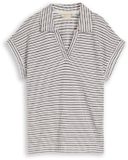 Tom Tailor - T-shirt coupe ample en jacquard avec col polo - Taille XXXL - rayure structurelle bleu marine blanc cassé
