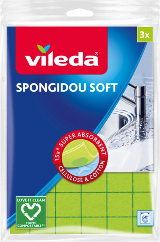 Vileda Spongidou Soft Vaatdoekje 3ST - Geel