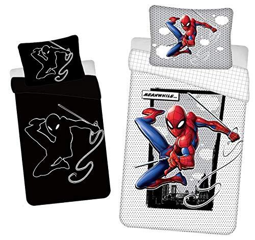 jerry fabrics Disney beddengoed set oplichtend in het donker, grootte: 140 x 200 cm, 70 x 90 cm, 100% katoen (Spiderman)