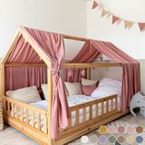 LILIMAUS Huisbed hemeltje - bedhemel voor huisbed - 67,5 x 270 cm - mousseline katoen - oudroze