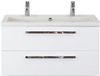 BES LED Seville Badmeubelset 100 cm - Wit Hoogglans - Wastafel Djazz 2 Kraangaten