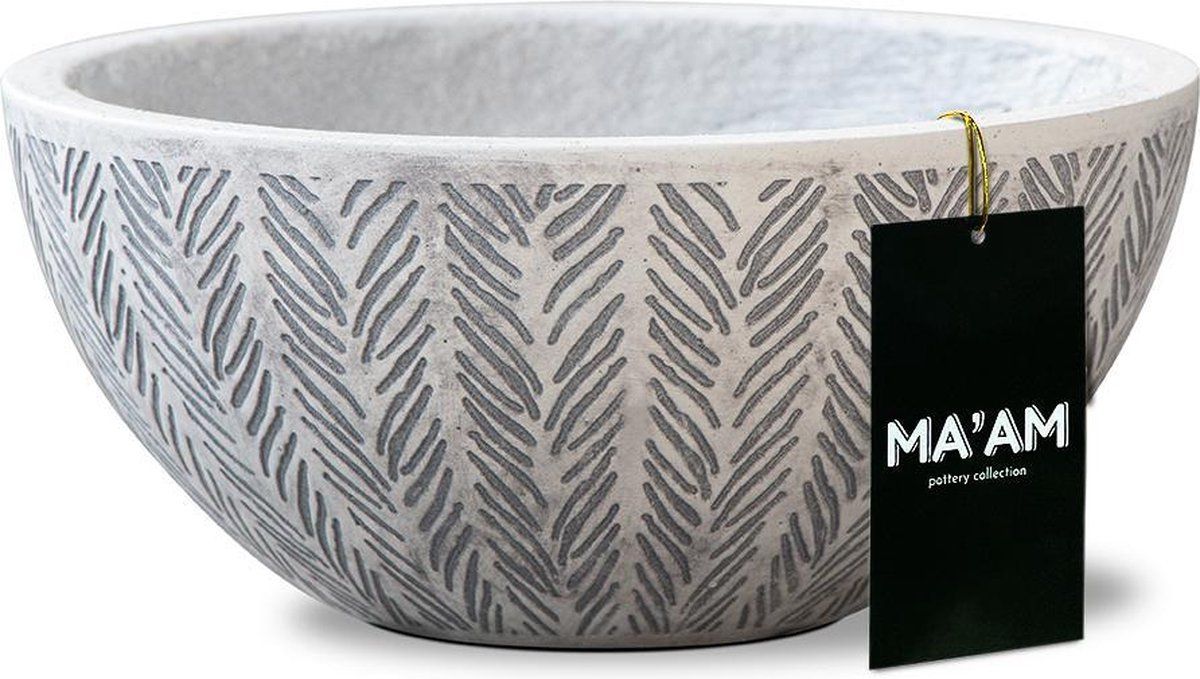 MA'AM Ivy - plantenschaal - rond - D32 - wit - vorstbestendig - met afwateringsgat - trendy visgraat design