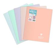 Clairefontaine 981481AMZC Pak met 5 Geniete Schriften Koverbook Blush - 24x32 cm - 96 Pagina's Grote Ruitjes - Wit Papier 90 g - Polypro Omslag Opaak - Willekeurige Kleuren