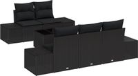 vidaXL Tuinbank - Set - 6 - st - Zwart - poly - rattan