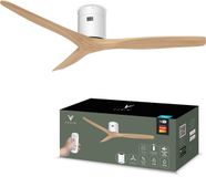 Varin® Smart Plafondventilator - Wit/Naturel - Ø 132cm - 6 Snelheden - 20dB - Tuya Wifi