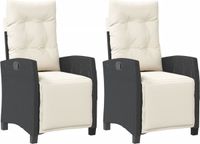 vidaXL Tuinstoelen 2 st verstelbaar met voetensteun poly rattan zwart