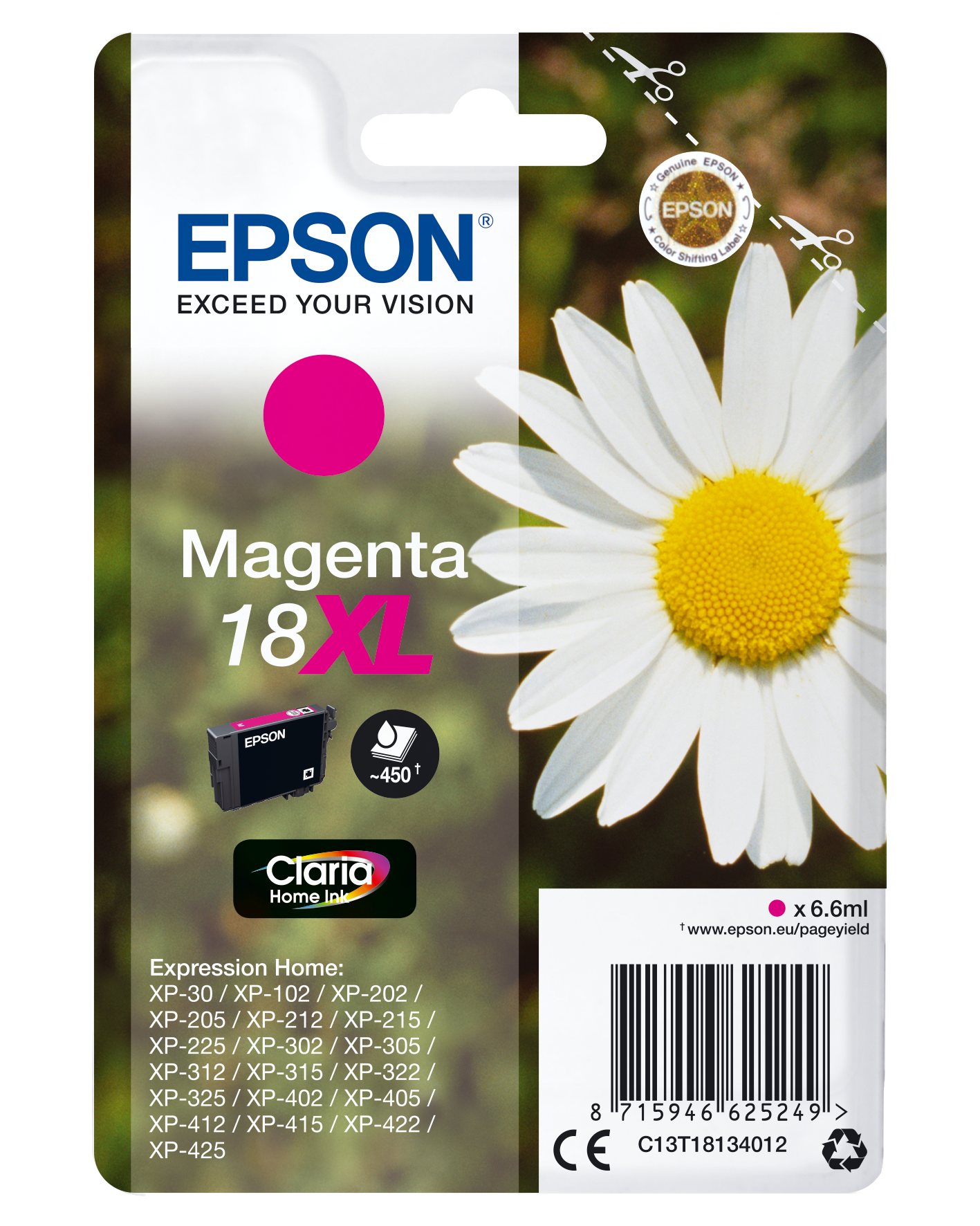 Epson 18 Magenta Claria Home Ink Cartridge - C13T18134022