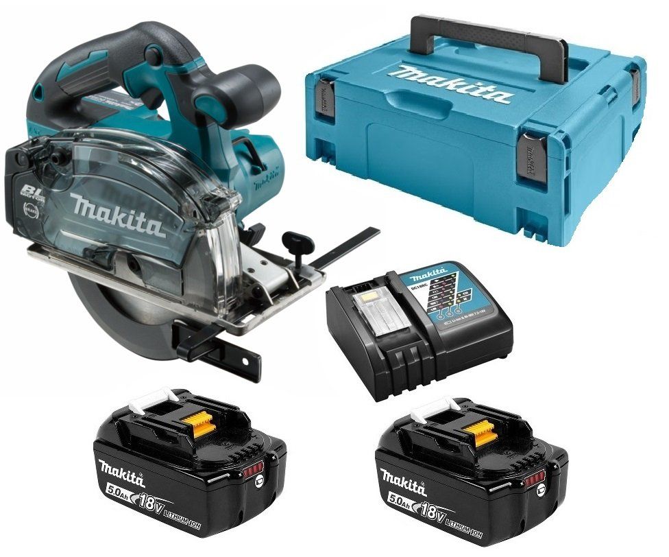 Makita DCS553RTJ 18V Li-Ion accu metaalcirkelzaag set (2x 5.0Ah accu) in Mbox - 150mm - koolborstelloos
