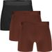 Bamboo Basics Heren Bamboe Boxershorts Rico (3-pack) - Zwart, Bruin & Bruin Ton Sur Ton - Maat M