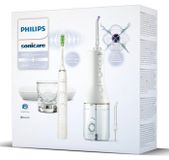 PHILIPS Brosse à dents électrique et hydropulseur HX3886/41 DiamondClean 9000, blanc